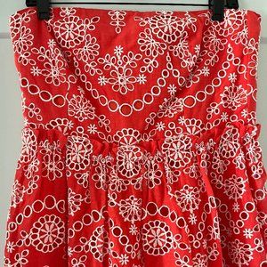 Red and White, western print, tiered, midi, Cara Cara dress.